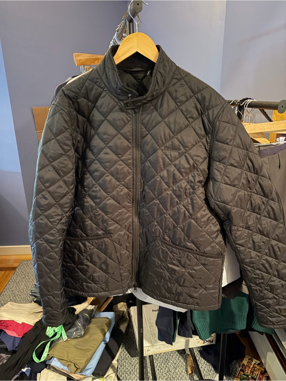 Barbour Black Quilted Zip-Front Jacket